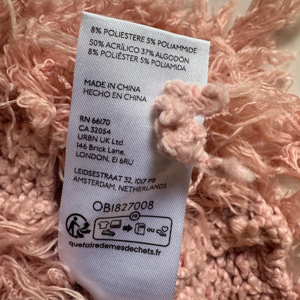 Anthropologie NWT Bubble Textured Sweater Jacket Sz L Pink Rose 2 way Zip BOHO - Picture 14 of 14
